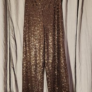 NWT Size 10. Banana Republic gold & bronze sequin pants. Wide leg.